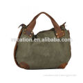 large space canvas bag with leather trim